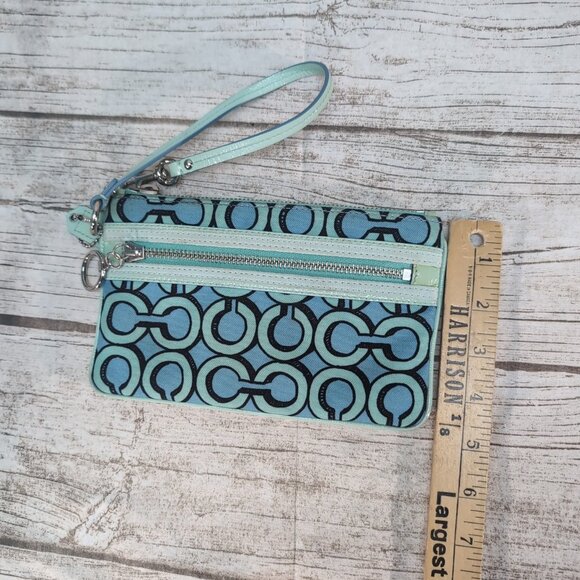 Coach Poppy 3D Art Blue and Teal Wristlet - Picture 3 of 10